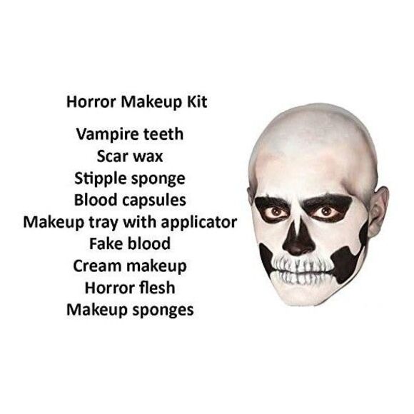 Horror Makeup Kit Scar Wax Fake Blood Flesh Cream Fangs Made in USA by Rubies - Picture 4 of 7